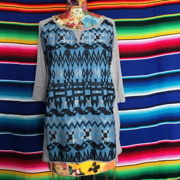 Anthro Lamai Embroidered Shirt Dolan Silver Patch - Picture 4 of 8